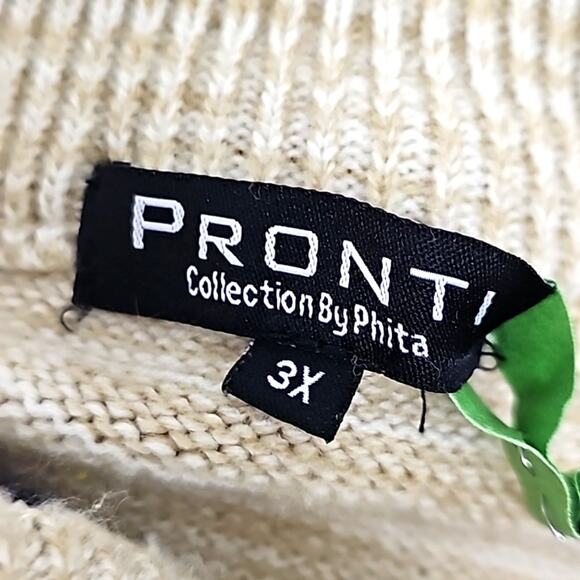 PRONTI Collection By Phita Mens 1/4 Zip Turtle Neck Tan & Black Sweater Size 3X - Picture 5 of 8